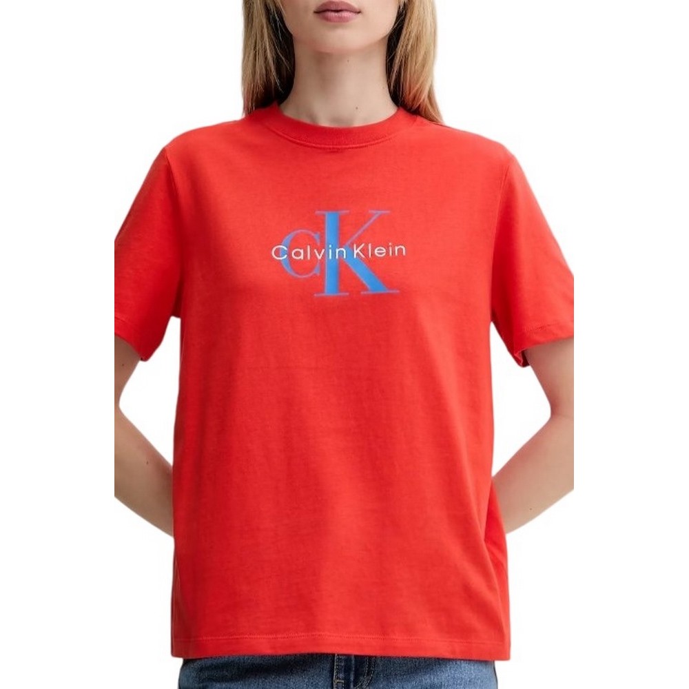 CALVIN KLEIN JEANS HR SS CLSSC MNLG CNC T-SHIRT ΜΠΛΟΥΖΑ ΓΥΝΑΙΚΕΙΑ RED