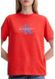 CALVIN KLEIN JEANS HR SS CLSSC MNLG CNC T-SHIRT ΜΠΛΟΥΖΑ ΓΥΝΑΙΚΕΙΑ RED