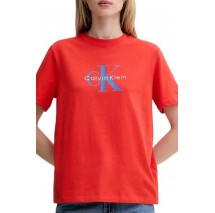 CALVIN KLEIN JEANS HR SS CLSSC MNLG CNC T-SHIRT ΜΠΛΟΥΖΑ ΓΥΝΑΙΚΕΙΑ RED