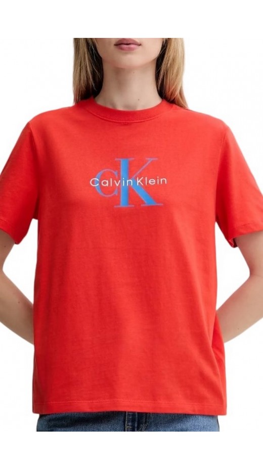 CALVIN KLEIN JEANS HR SS CLSSC MNLG CNC T-SHIRT ΜΠΛΟΥΖΑ ΓΥΝΑΙΚΕΙΑ RED