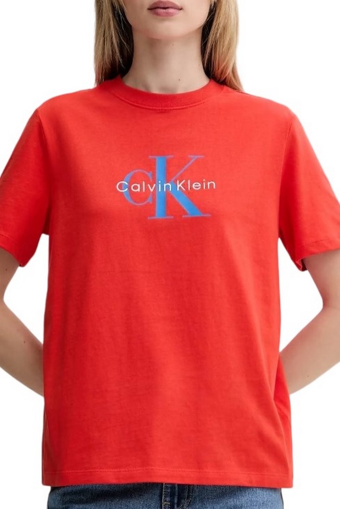 CALVIN KLEIN JEANS HR SS CLSSC MNLG CNC T-SHIRT ΜΠΛΟΥΖΑ ΓΥΝΑΙΚΕΙΑ RED