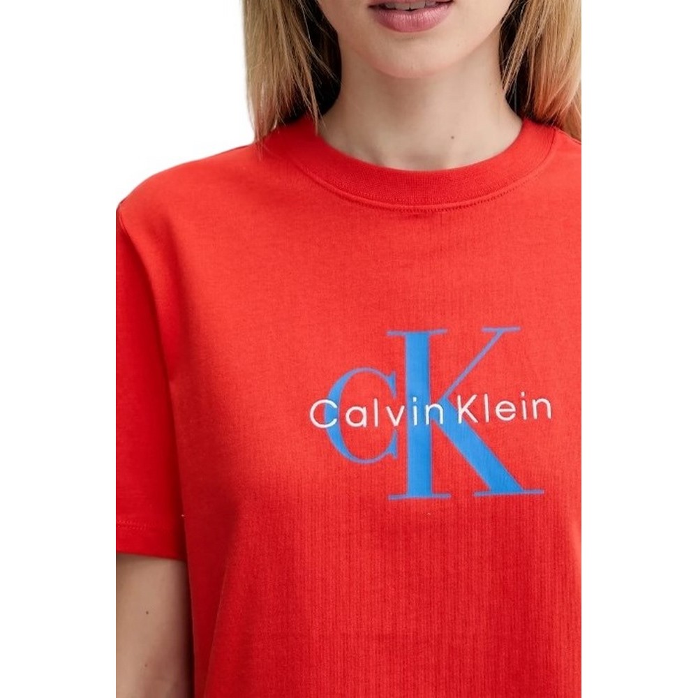 CALVIN KLEIN JEANS HR SS CLSSC MNLG CNC T-SHIRT ΜΠΛΟΥΖΑ ΓΥΝΑΙΚΕΙΑ RED