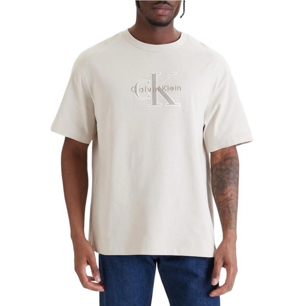 CALVIN KLEIN JEANS 16S ELEVATED MONOLOGO T-SHIRT ΜΠΛΟΥΖΑ ΑΝΔΡΙΚΗ BEIGE