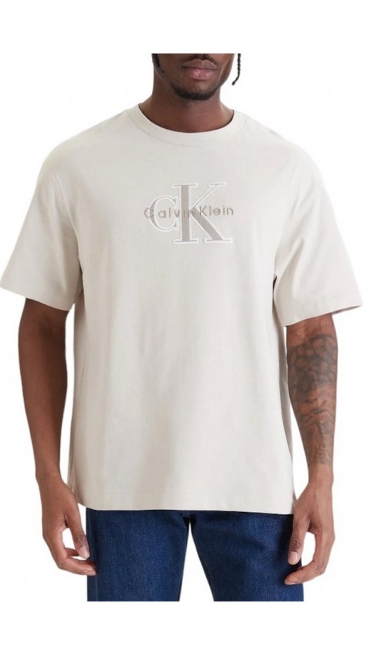 CALVIN KLEIN JEANS 16S ELEVATED MONOLOGO T-SHIRT ΜΠΛΟΥΖΑ ΑΝΔΡΙΚΗ BEIGE