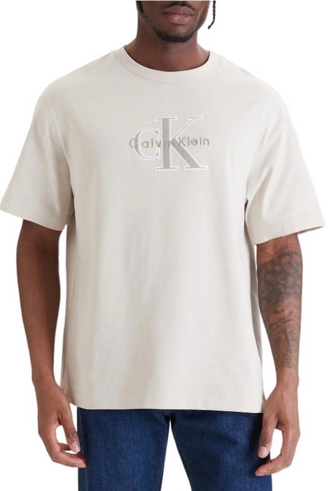 CALVIN KLEIN JEANS 16S ELEVATED MONOLOGO T-SHIRT ΜΠΛΟΥΖΑ ΑΝΔΡΙΚΗ BEIGE