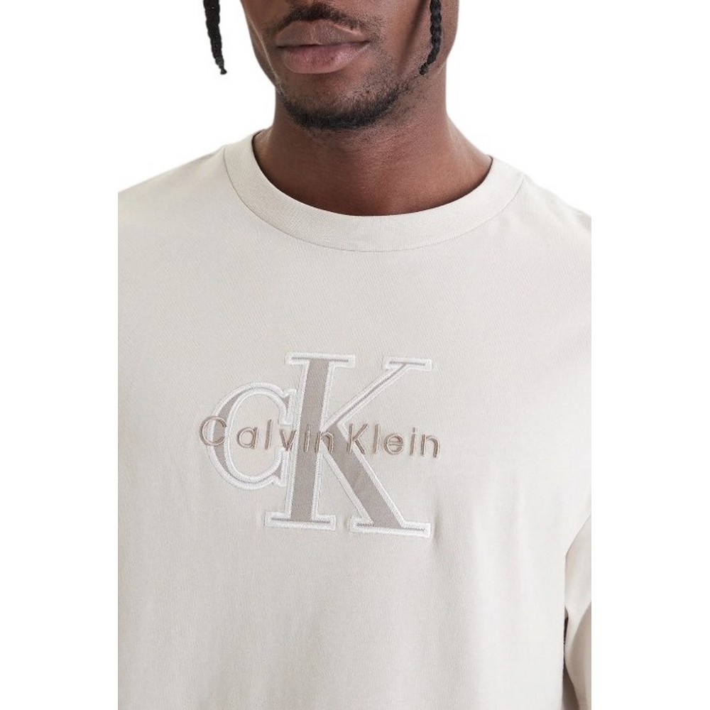CALVIN KLEIN JEANS 16S ELEVATED MONOLOGO T-SHIRT ΜΠΛΟΥΖΑ ΑΝΔΡΙΚΗ BEIGE