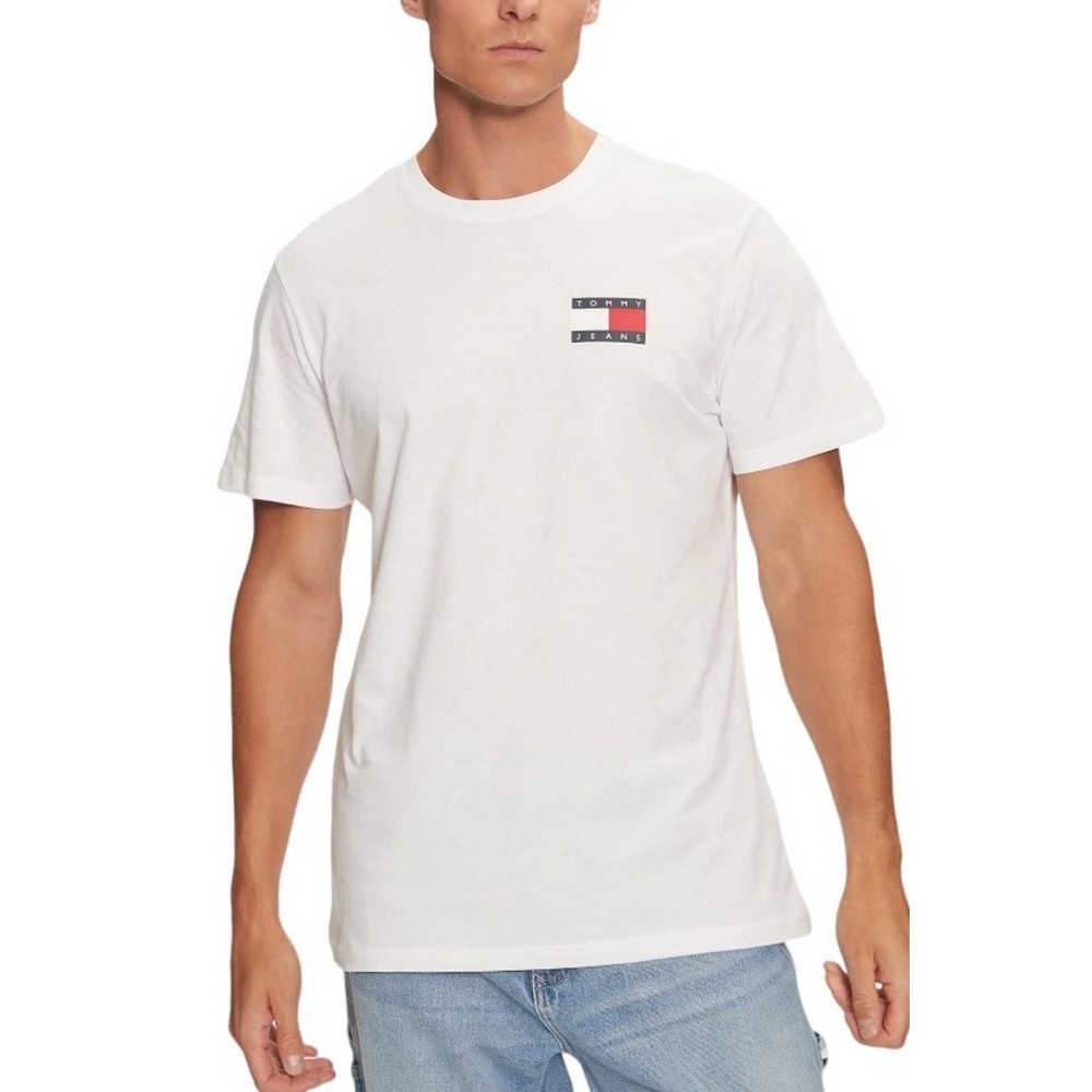 TOMMY JEANS SLIM ESSENTIAL FLAG TEE T-SHIRT ΜΠΛΟΥΖΑ ΑΝΔΡΙΚΗ WHITE