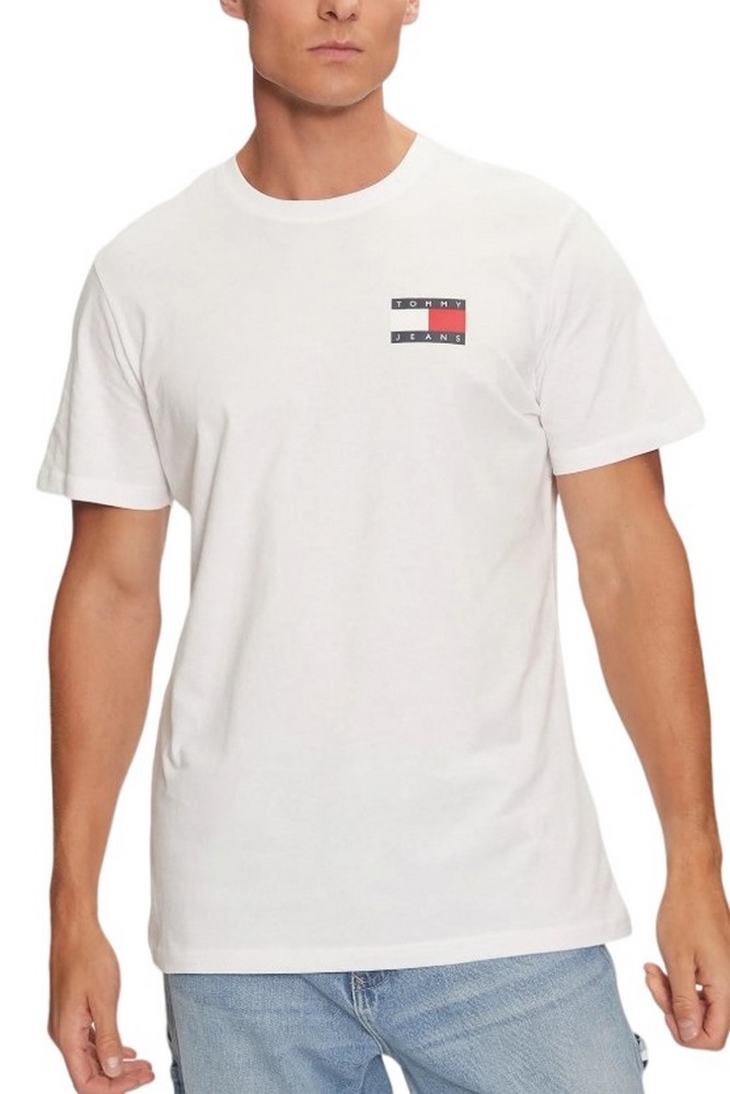 TOMMY JEANS SLIM ESSENTIAL FLAG TEE T-SHIRT ΜΠΛΟΥΖΑ ΑΝΔΡΙΚΗ WHITE