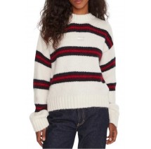 TOMMY JEANS BADGE STRIPE FLUFFY SWEATER ΜΠΛΟΥΖΑ ΠΛΕΚΤΗ ΓΥΝΑΙΚΕΙΑ WHITE