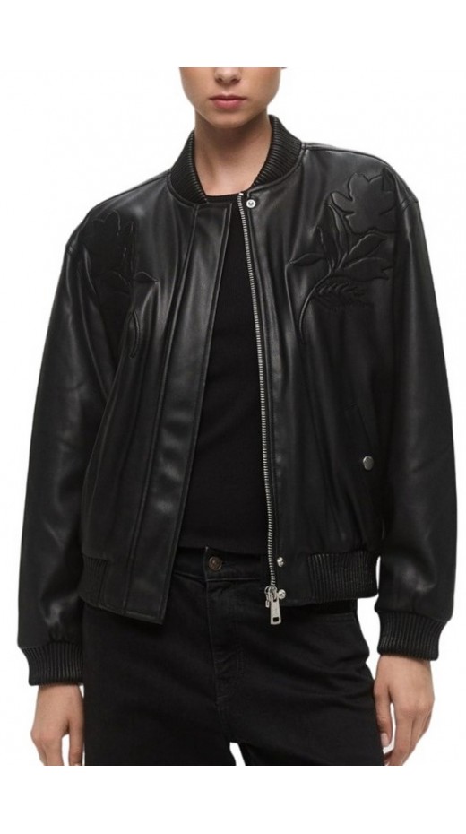 GUESS DAMIENNE EMBRO PU BOMBER ΜΠΟΥΦΑΝ ΓΥΝΑΙΚΕΙΟ BLACK