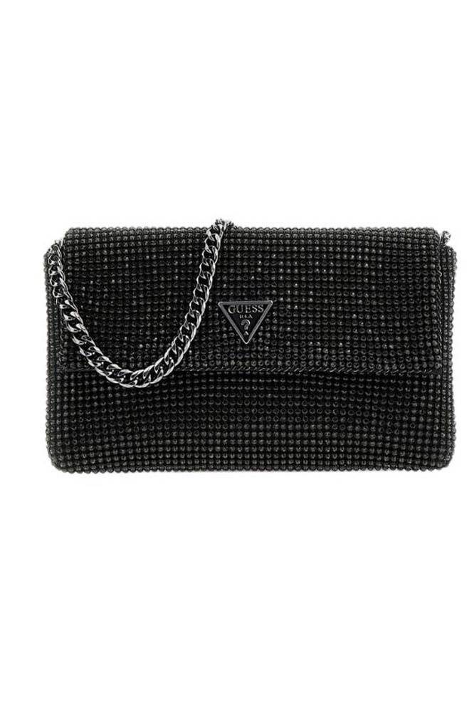 GUESS ZALINA FLAP CLUTCH ΤΣΑΝΤΑ ΓΥΝΑΙΚΕΙΑ BLACK