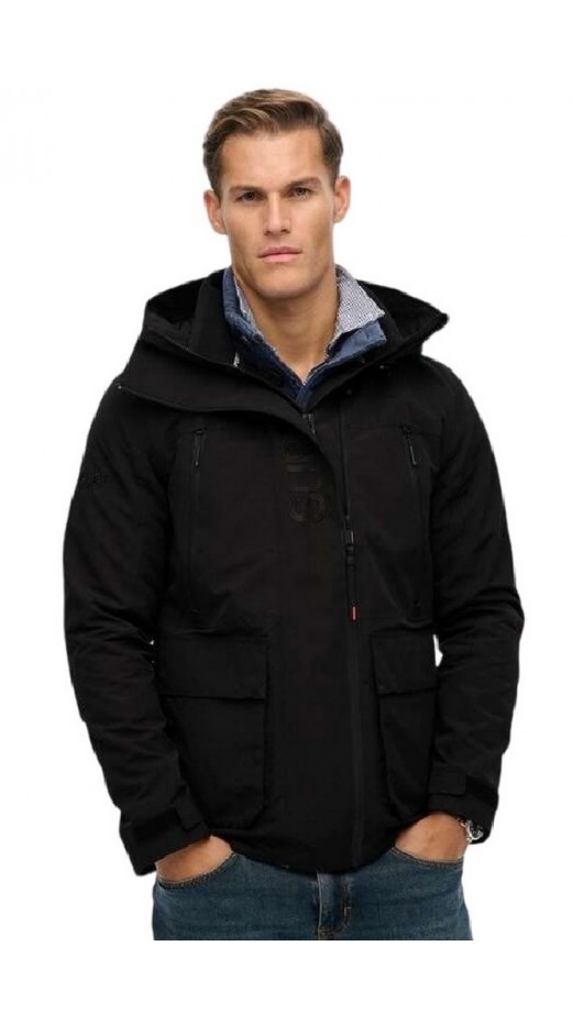 SUPERDRY D1 SDSW HOOD ULTIMATE EMB WINDBREAKER ΜΠΟΥΦΑΝ ΑΝΔΡΙΚΟ BLACK