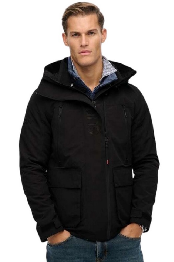 SUPERDRY D1 SDSW HOOD ULTIMATE EMB WINDBREAKER ΜΠΟΥΦΑΝ ΑΝΔΡΙΚΟ BLACK