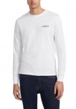 GUESS JEANS  LS CN SLIM AMERICAN TR TEE ΜΠΛΟΥΖΑ ΑΝΔΡΙΚΗ WHITE