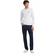 GUESS JEANS  LS CN SLIM AMERICAN TR TEE ΜΠΛΟΥΖΑ ΑΝΔΡΙΚΗ WHITE