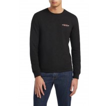 GUESS JEANS  LS CN SLIM AMERICAN TR TEE ΜΠΛΟΥΖΑ ΑΝΔΡΙΚΗ BLACK