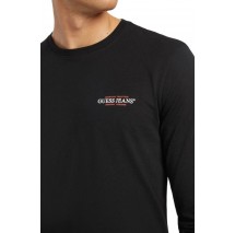 GUESS JEANS  LS CN SLIM AMERICAN TR TEE ΜΠΛΟΥΖΑ ΑΝΔΡΙΚΗ BLACK
