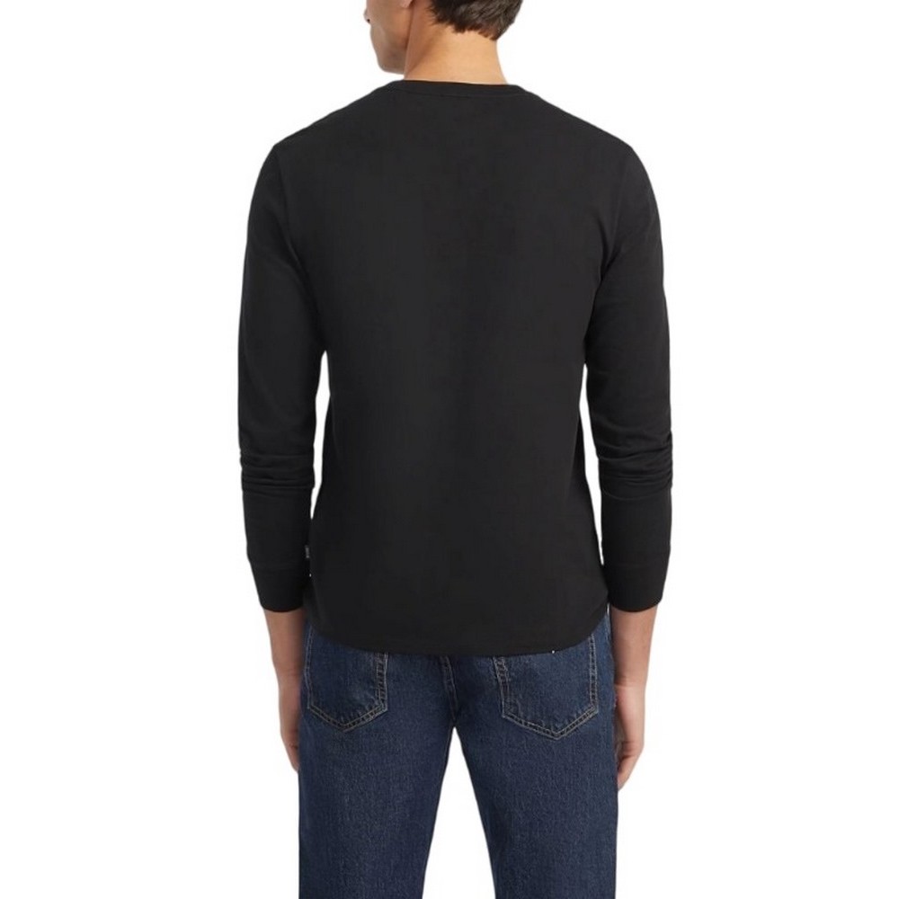 GUESS JEANS  LS CN SLIM AMERICAN TR TEE ΜΠΛΟΥΖΑ ΑΝΔΡΙΚΗ BLACK