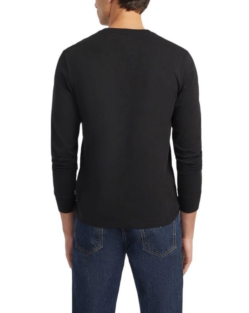GUESS JEANS  LS CN SLIM AMERICAN TR TEE ΜΠΛΟΥΖΑ ΑΝΔΡΙΚΗ BLACK