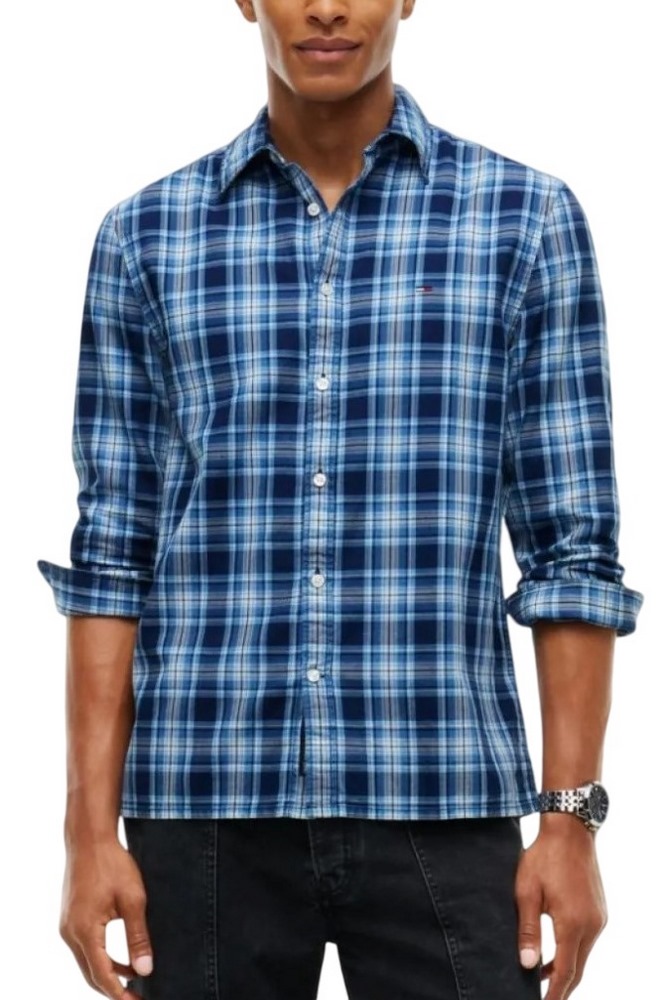 TOMMY JEANS REG DOBBY CHECK SHIRT EXT ΠΟΥΚΑΜΙΣΟ ΑΝΔΡΙΚΟ BLUE