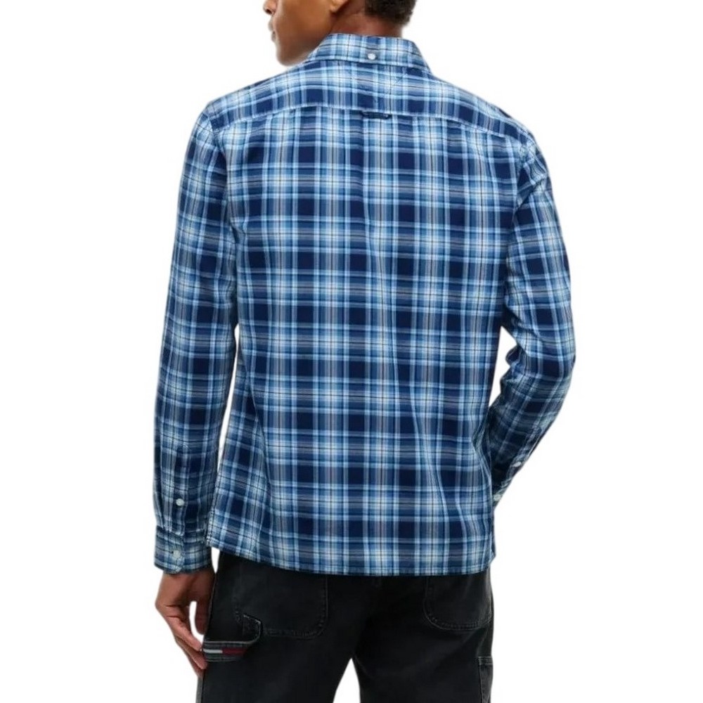 TOMMY JEANS REG DOBBY CHECK SHIRT EXT ΠΟΥΚΑΜΙΣΟ ΑΝΔΡΙΚΟ BLUE