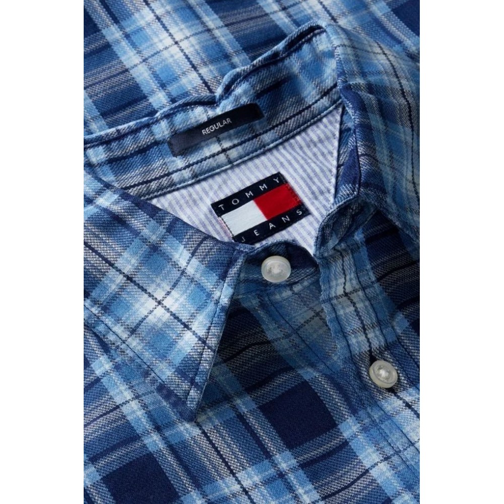 TOMMY JEANS REG DOBBY CHECK SHIRT EXT ΠΟΥΚΑΜΙΣΟ ΑΝΔΡΙΚΟ BLUE