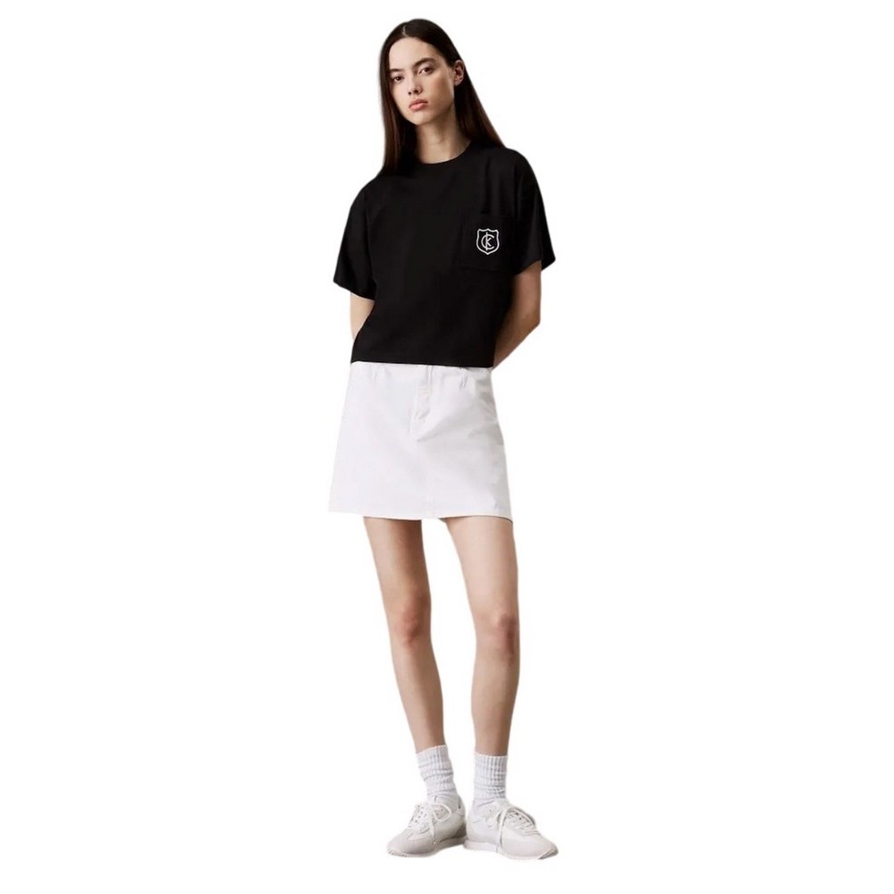 CALVIN KLEIN JEANS BOXY CK CREST CROP POCKET TEE T-SHIRT ΜΠΛΟΥΖΑ ΓΥΝΑΙΚΕΙΑ BLACK