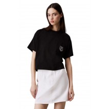 CALVIN KLEIN JEANS BOXY CK CREST CROP POCKET TEE T-SHIRT ΜΠΛΟΥΖΑ ΓΥΝΑΙΚΕΙΑ BLACK