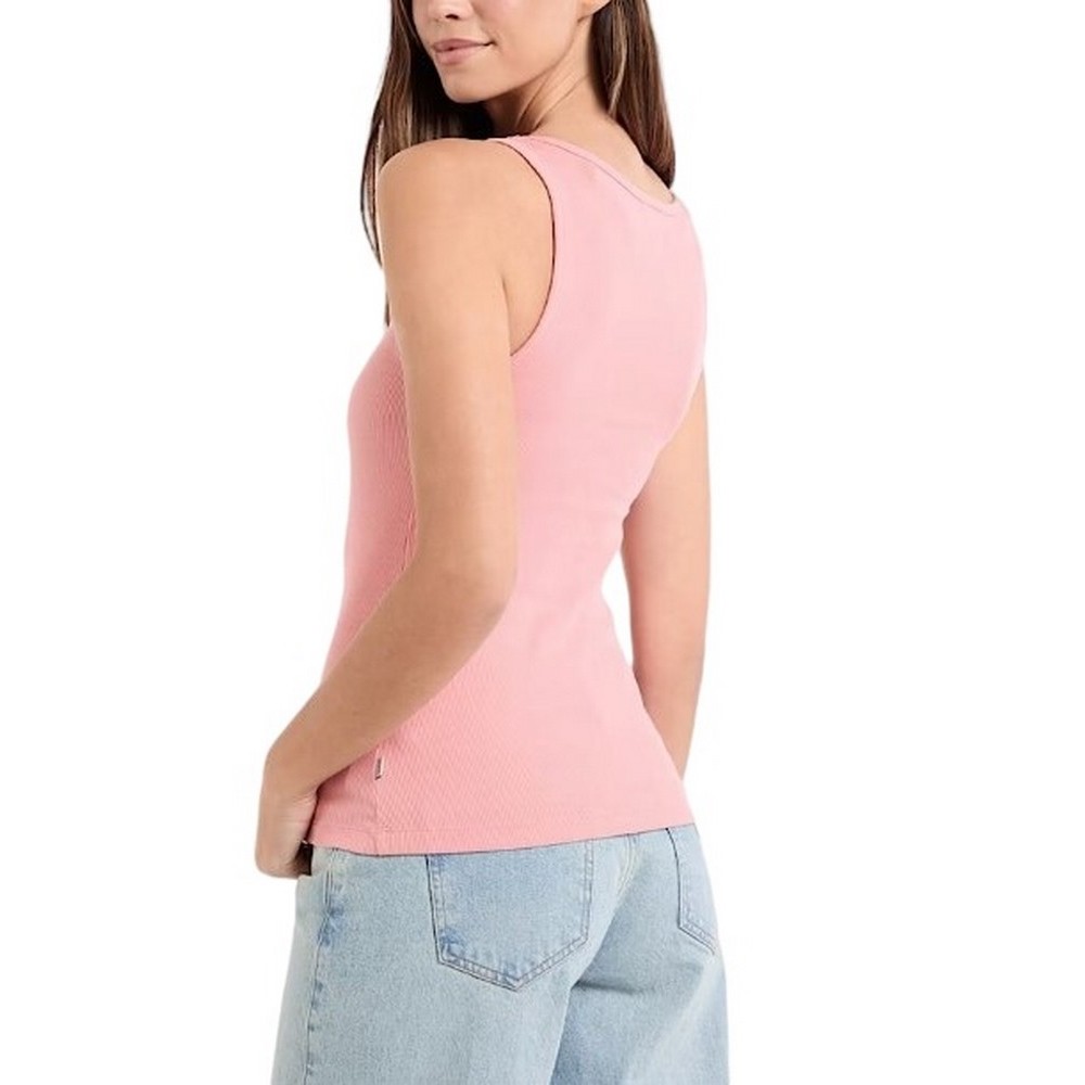 GUESS JEANS TANK TOP SLIM RIB EMBRO ΤΟΠ  ΓΥΝΑΙΚΕΙΟ PINK