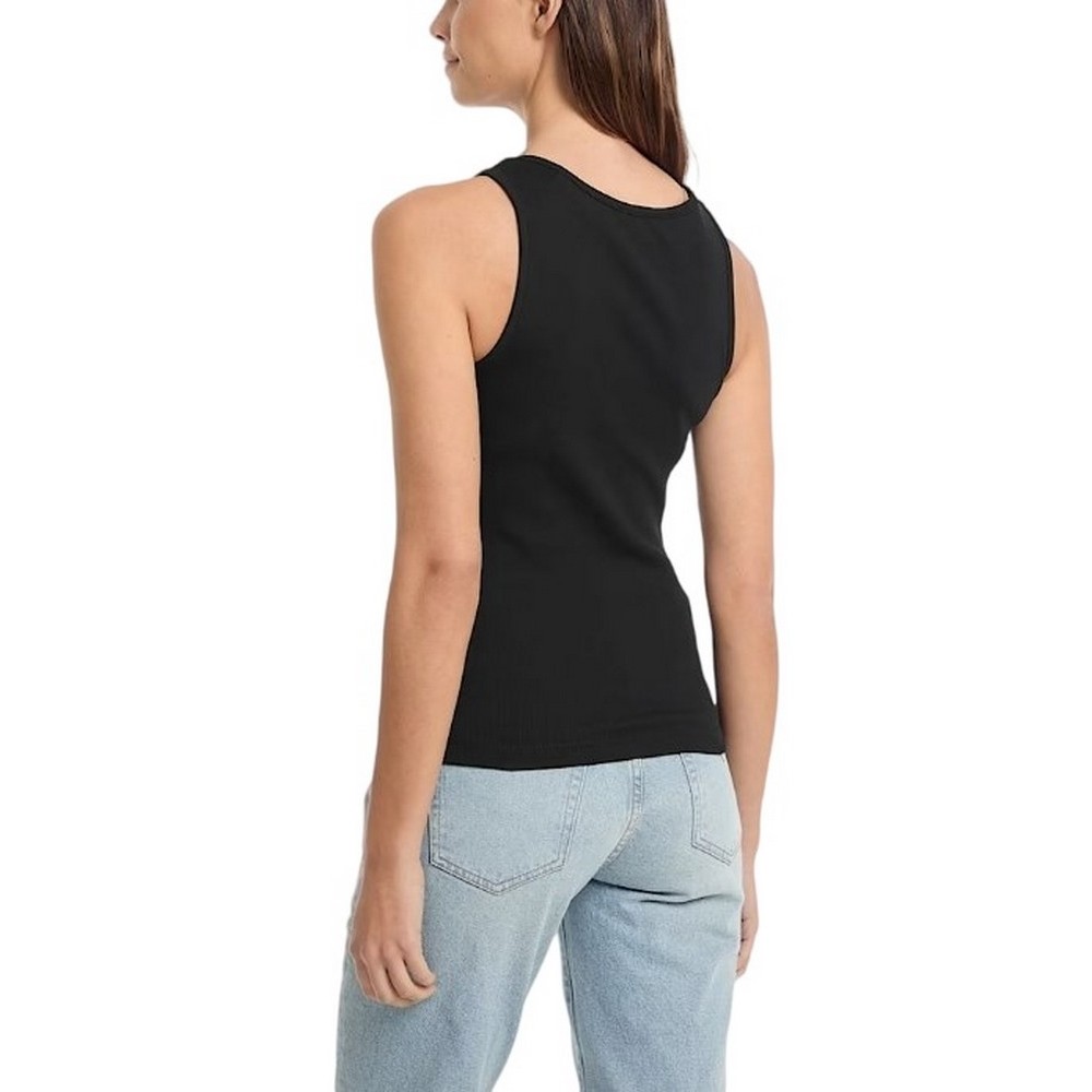 GUESS JEANS TANK TOP SLIM RIB EMBRO ΤΟΠ  ΓΥΝΑΙΚΕΙΟ BLACK