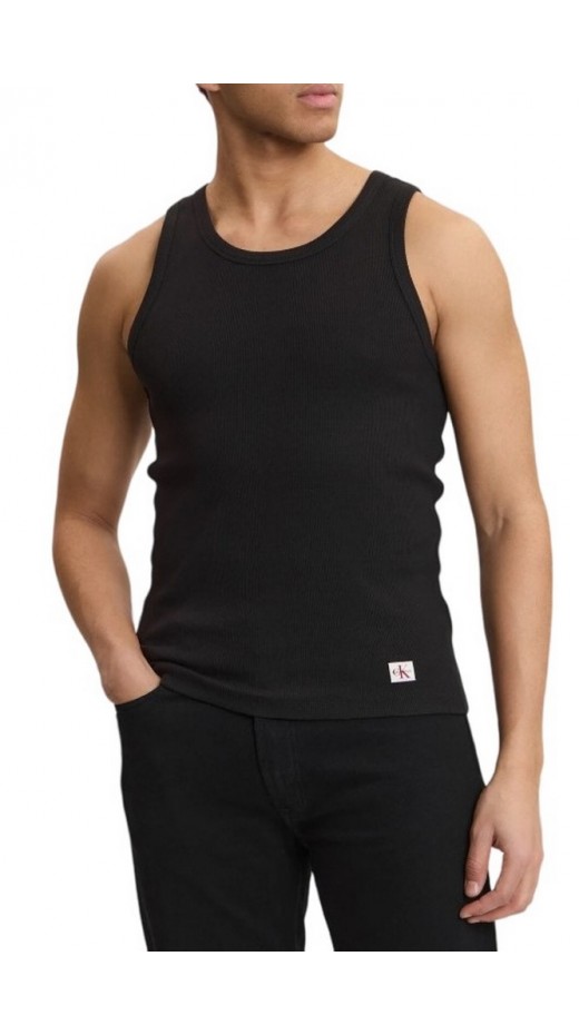 CALVIN KLEIN JEANS 2X2 RIB BADGE TANK TOP ΑΜΑΝΙΚΗ ΜΠΛΟΥΖΑ ΑΝΔΡΙΚΗ BLACK