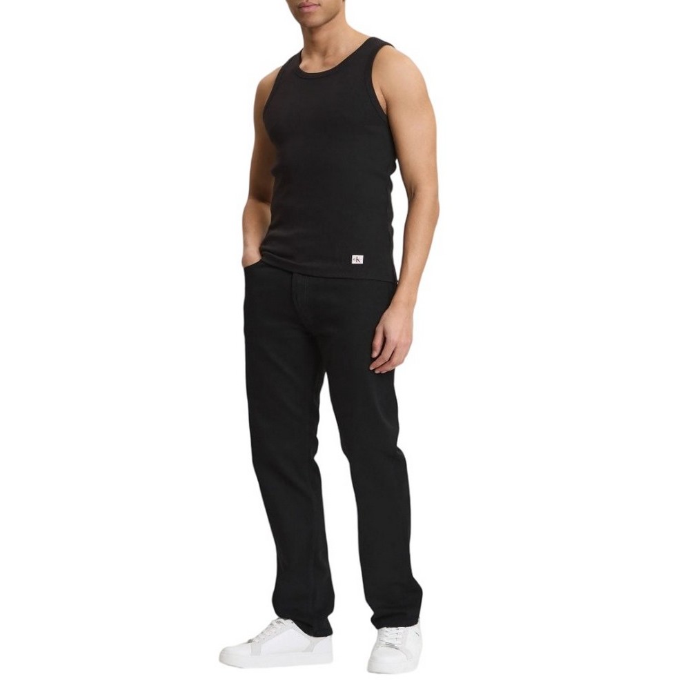 CALVIN KLEIN JEANS 2X2 RIB BADGE TANK TOP ΑΜΑΝΙΚΗ ΜΠΛΟΥΖΑ ΑΝΔΡΙΚΗ BLACK