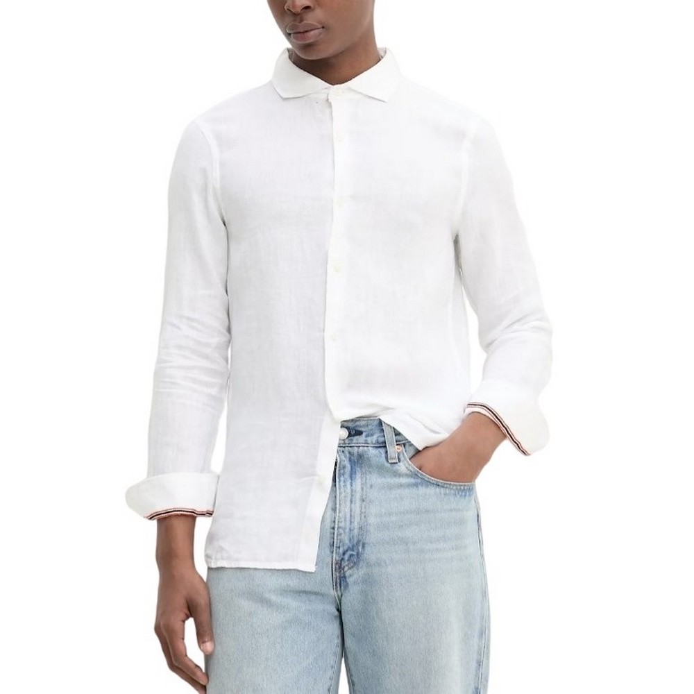 SUPERDRY D2 STUD VACATION LINEN SHIRT ΠΟΥΚΑΜΙΣΟ ΑΝΔΡΙΚΟ WHITE