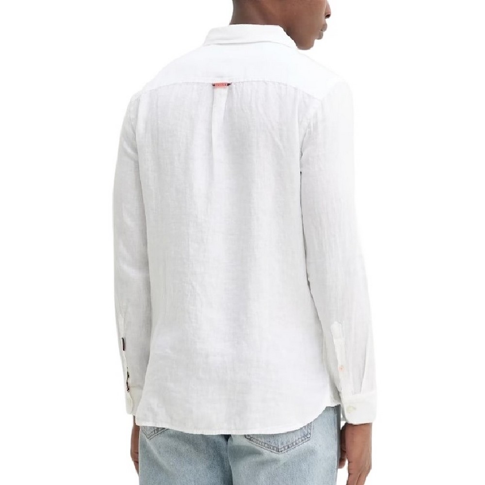 SUPERDRY D2 STUD VACATION LINEN SHIRT ΠΟΥΚΑΜΙΣΟ ΑΝΔΡΙΚΟ WHITE