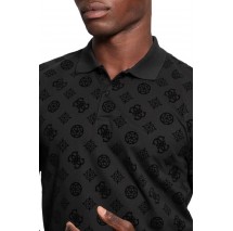GUESS FLOCKED PEONY T-SHIRT POLO ΜΠΛΟΥΖΑ ΑΝΔΡΙΚΗ BLACK
