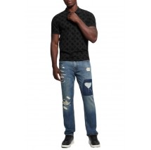 GUESS FLOCKED PEONY T-SHIRT POLO ΜΠΛΟΥΖΑ ΑΝΔΡΙΚΗ BLACK