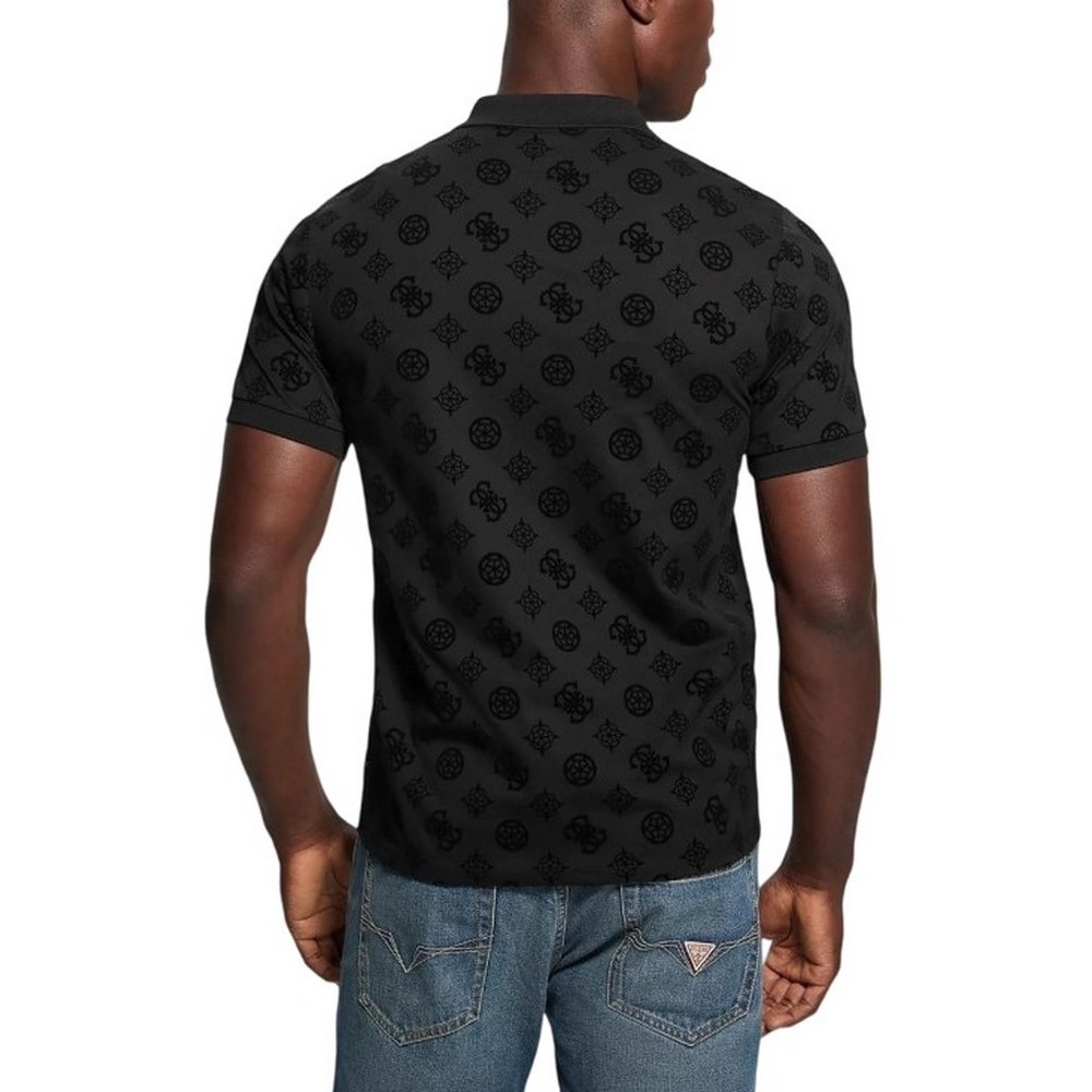 GUESS FLOCKED PEONY T-SHIRT POLO ΜΠΛΟΥΖΑ ΑΝΔΡΙΚΗ BLACK