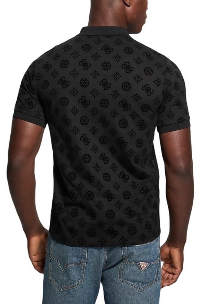 GUESS FLOCKED PEONY T-SHIRT POLO ΜΠΛΟΥΖΑ ΑΝΔΡΙΚΗ BLACK