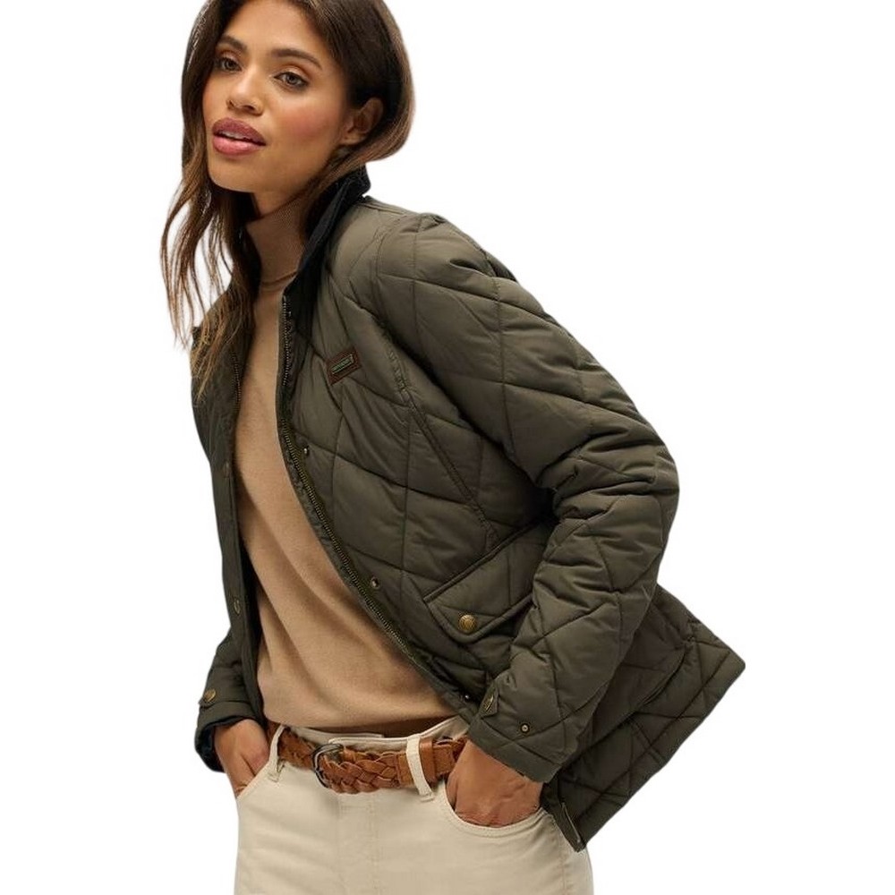 SUPERDRY D3 OVIN CORD TRIMMED LINER JACKET ΜΠΟΥΦΑΝ ΓΥΝΑΙΚΕΙΟ KHAKI