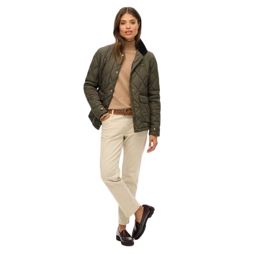SUPERDRY D3 OVIN CORD TRIMMED LINER JACKET ΜΠΟΥΦΑΝ ΓΥΝΑΙΚΕΙΟ KHAKI