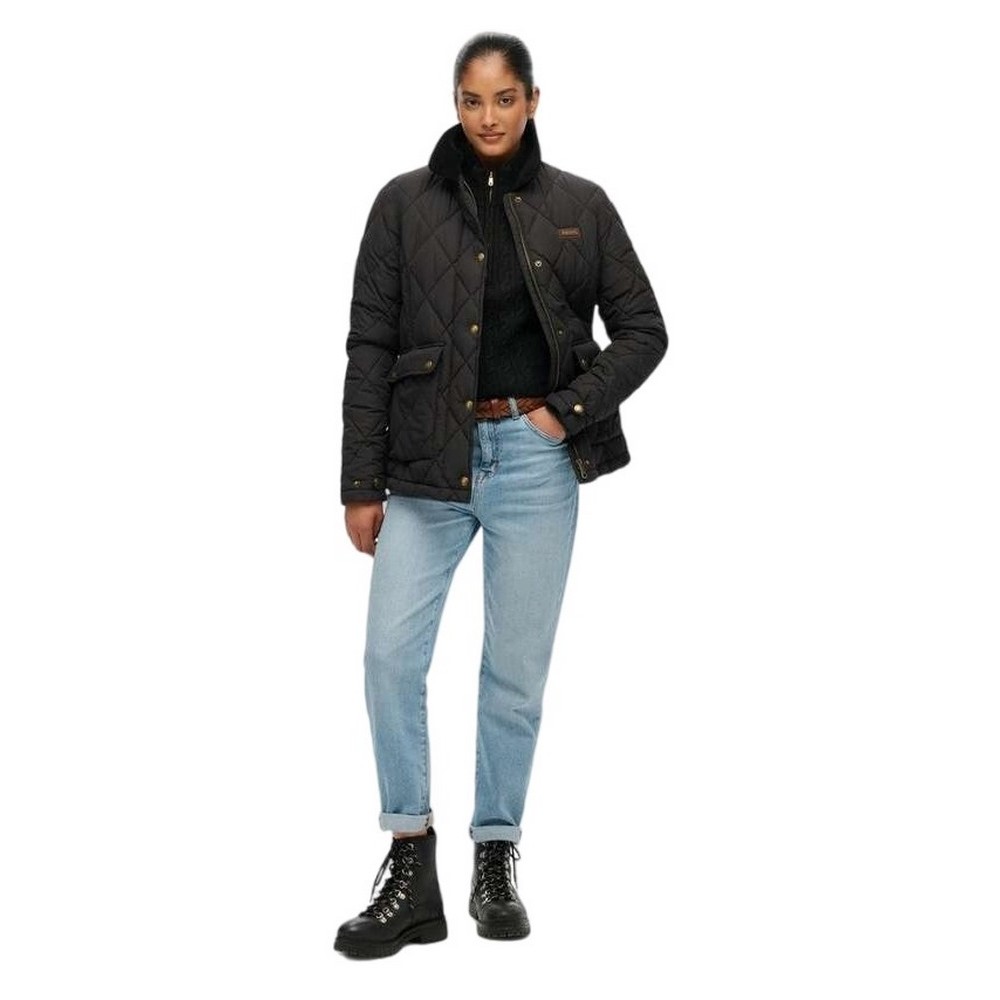 SUPERDRY D3 OVIN CORD TRIMMED LINER JACKET ΜΠΟΥΦΑΝ ΓΥΝΑΙΚΕΙΟ BLACK