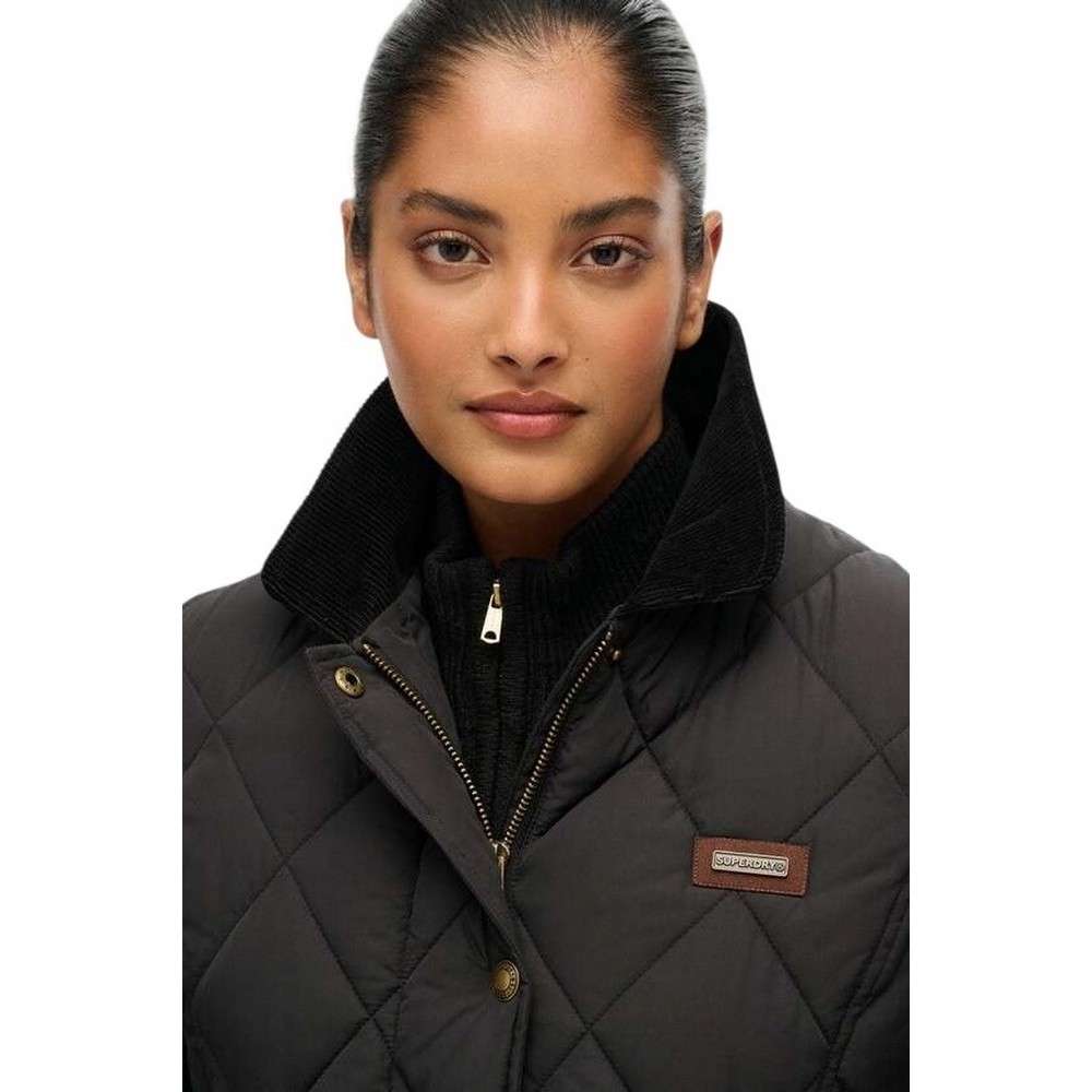 SUPERDRY D3 OVIN CORD TRIMMED LINER JACKET ΜΠΟΥΦΑΝ ΓΥΝΑΙΚΕΙΟ BLACK