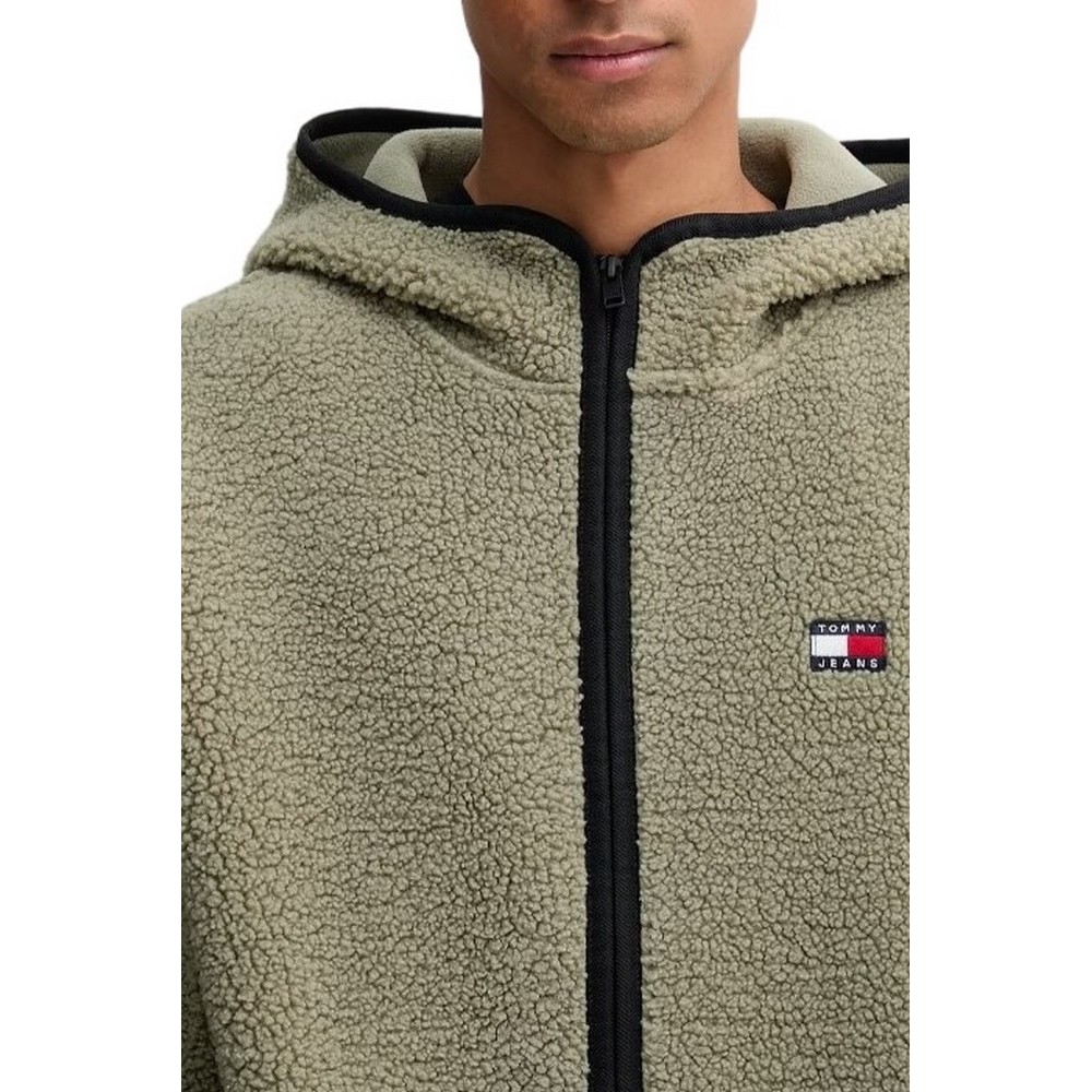TOMMY JEANS REG BADGE TEDDY ZIP ΜΠΟΥΦΑΝ ΑΝΔΡΙΚΟ KHAKI