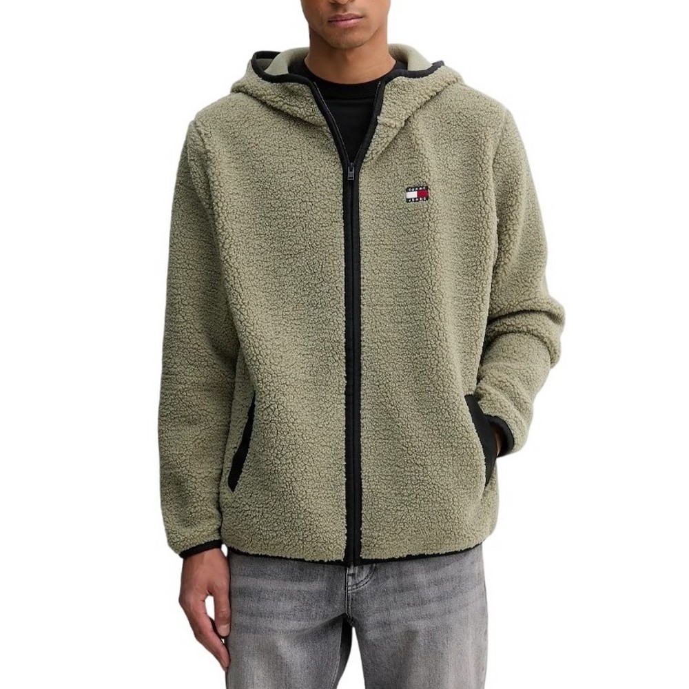 TOMMY JEANS REG BADGE TEDDY ZIP ΜΠΟΥΦΑΝ ΑΝΔΡΙΚΟ KHAKI