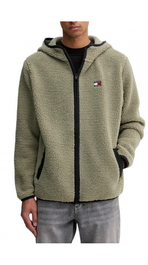 TOMMY JEANS REG BADGE TEDDY ZIP ΜΠΟΥΦΑΝ ΑΝΔΡΙΚΟ KHAKI