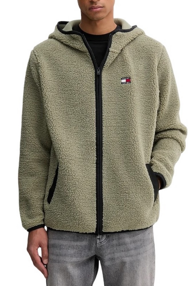 TOMMY JEANS REG BADGE TEDDY ZIP ΜΠΟΥΦΑΝ ΑΝΔΡΙΚΟ KHAKI
