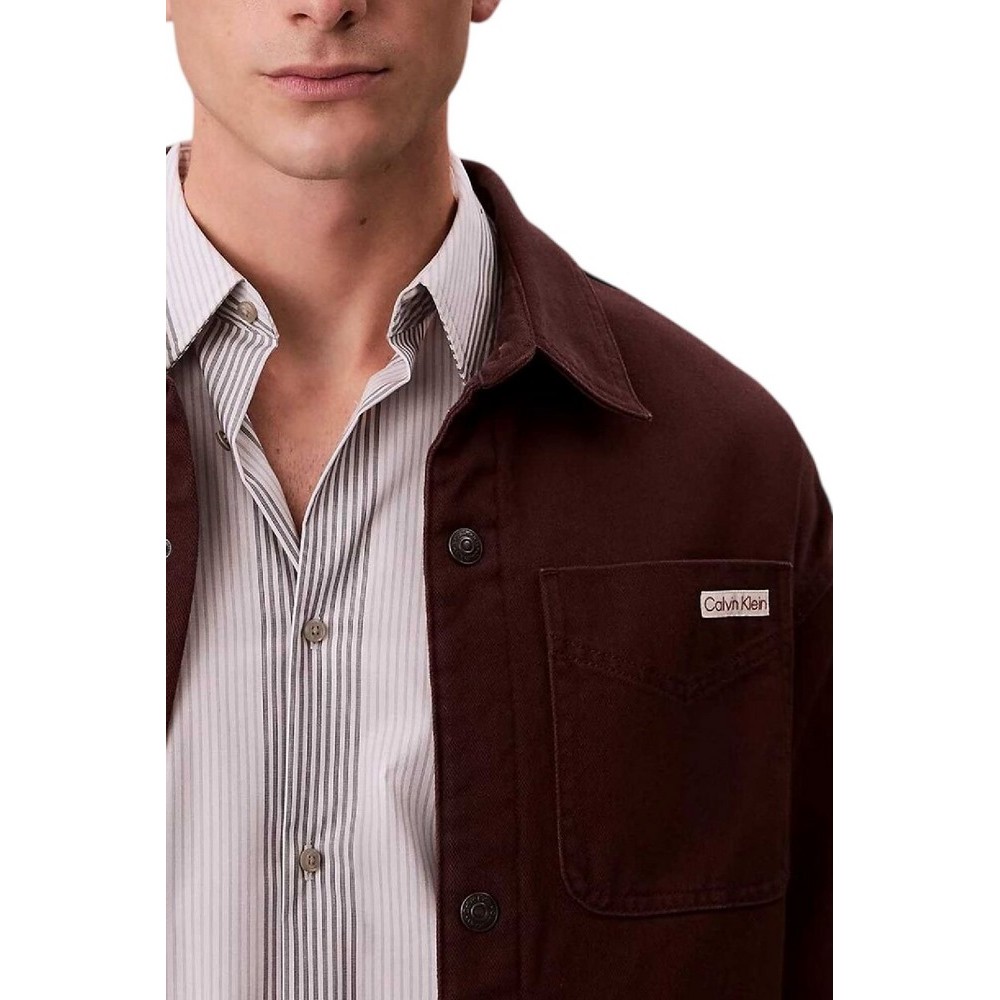 CALVIN  KLEIN JEANS 90S PADDED JAVA OVERSHIRT ΜΠΟΥΦΑΝ ΑΝΔΡΙΚΟ BROWN