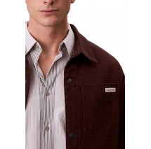 CALVIN  KLEIN JEANS 90S PADDED JAVA OVERSHIRT ΜΠΟΥΦΑΝ ΑΝΔΡΙΚΟ BROWN