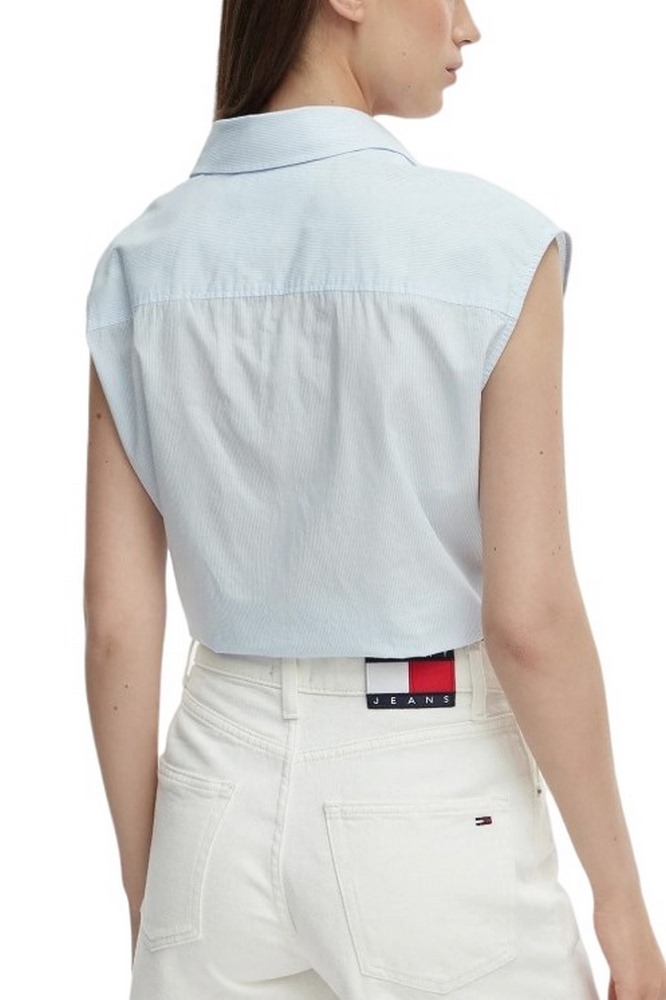 TOMMY JEANS TIE FRONT POPLIN SHIRT ΠΟΥΚΑΜΙΣΟ ΓΥΝΑΙΚΕΙΟ CIEL