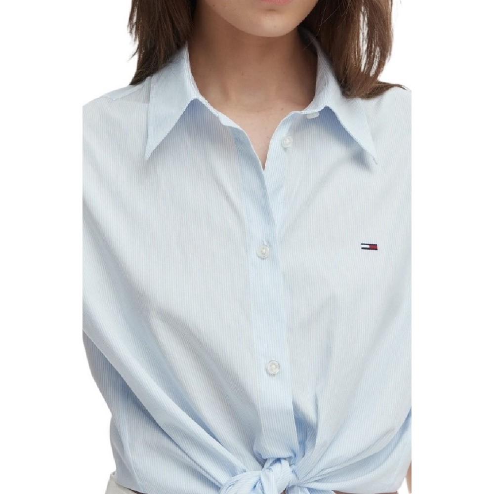 TOMMY JEANS TIE FRONT POPLIN SHIRT ΠΟΥΚΑΜΙΣΟ ΓΥΝΑΙΚΕΙΟ CIEL